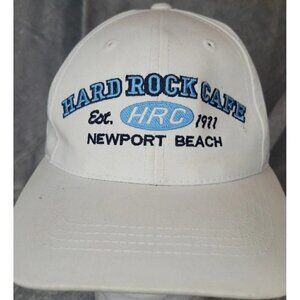Vintage 90s Hard Rock Cafe Newport Beach Love all serve all Hat strap back white